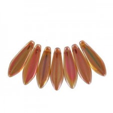 Czech Glass Daggers beads 5x16mm Crystal orange rainbow